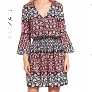 {Eliza J} Floral dress with bell sleeves